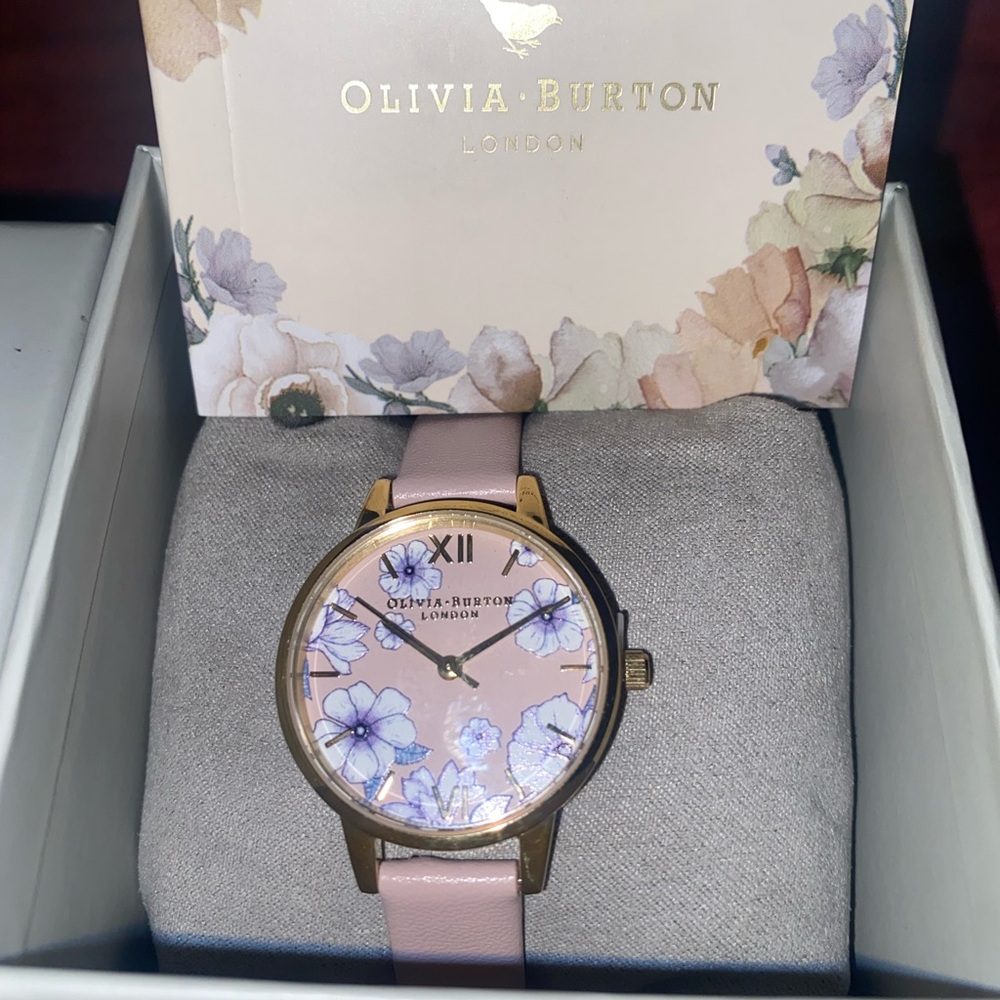 OLIVIA BURTON Pink and Gold Floral Watch new